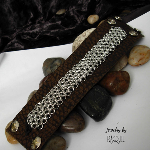 japanese weave on brown leather bracelet